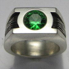 MJG STERLING SILVER GREEN LANTERN BAND. 8mm CZ. JUSTICE LEAGUE. 21 GR. SZ 10