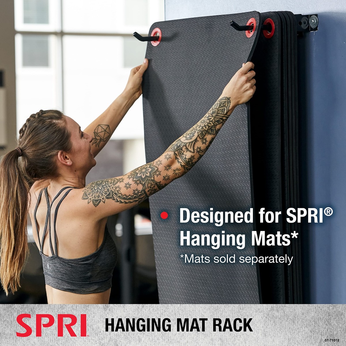 SPRI Hanging Exercise Mat Wall-Mounted Rack Hanging Exercise Mats