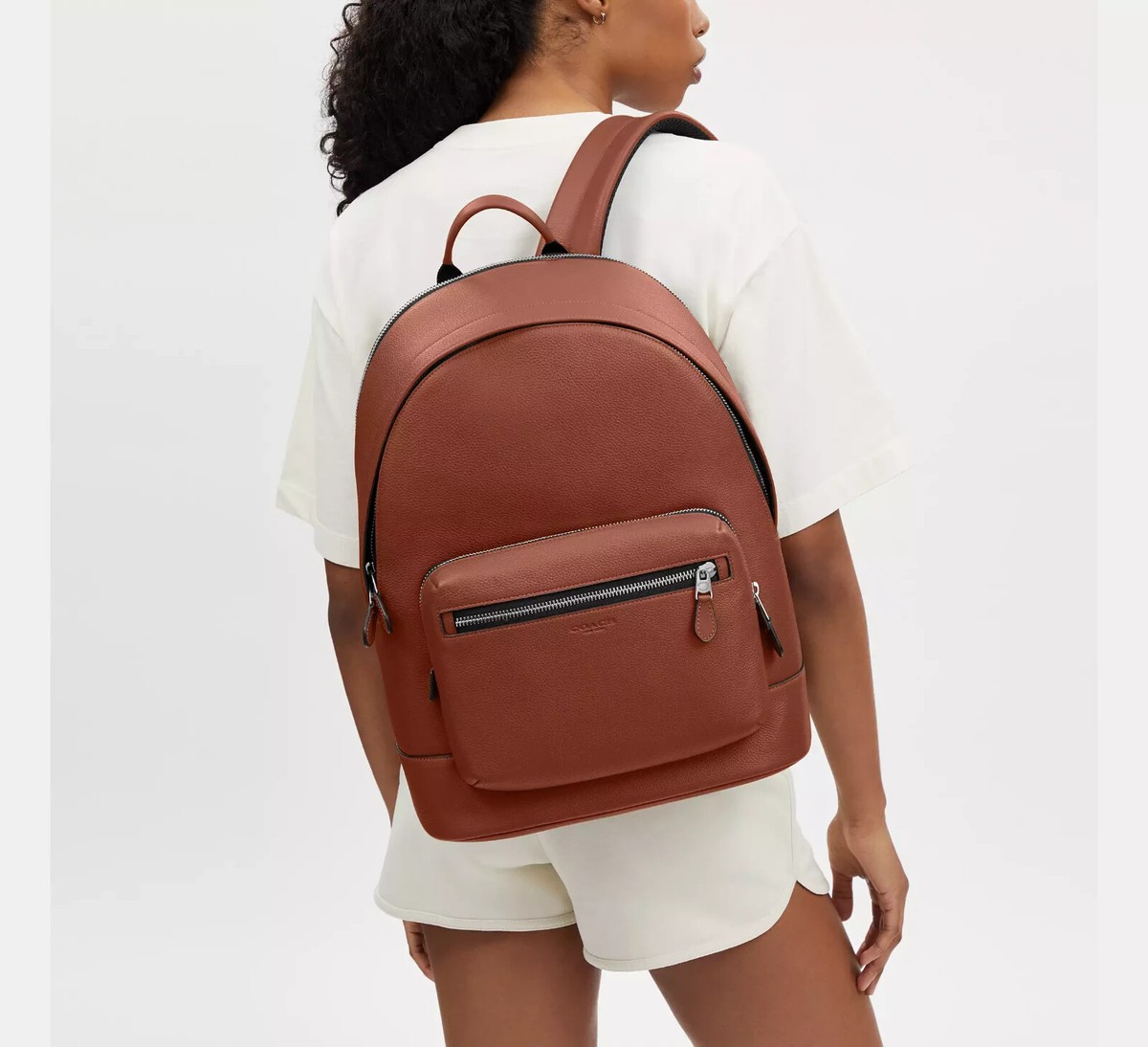 NWT Coach CU105 Men's West Backpack In Redwood Brown Pebble NWT Coach CU105 Men's West Backpack In Redwood Brown Pebble