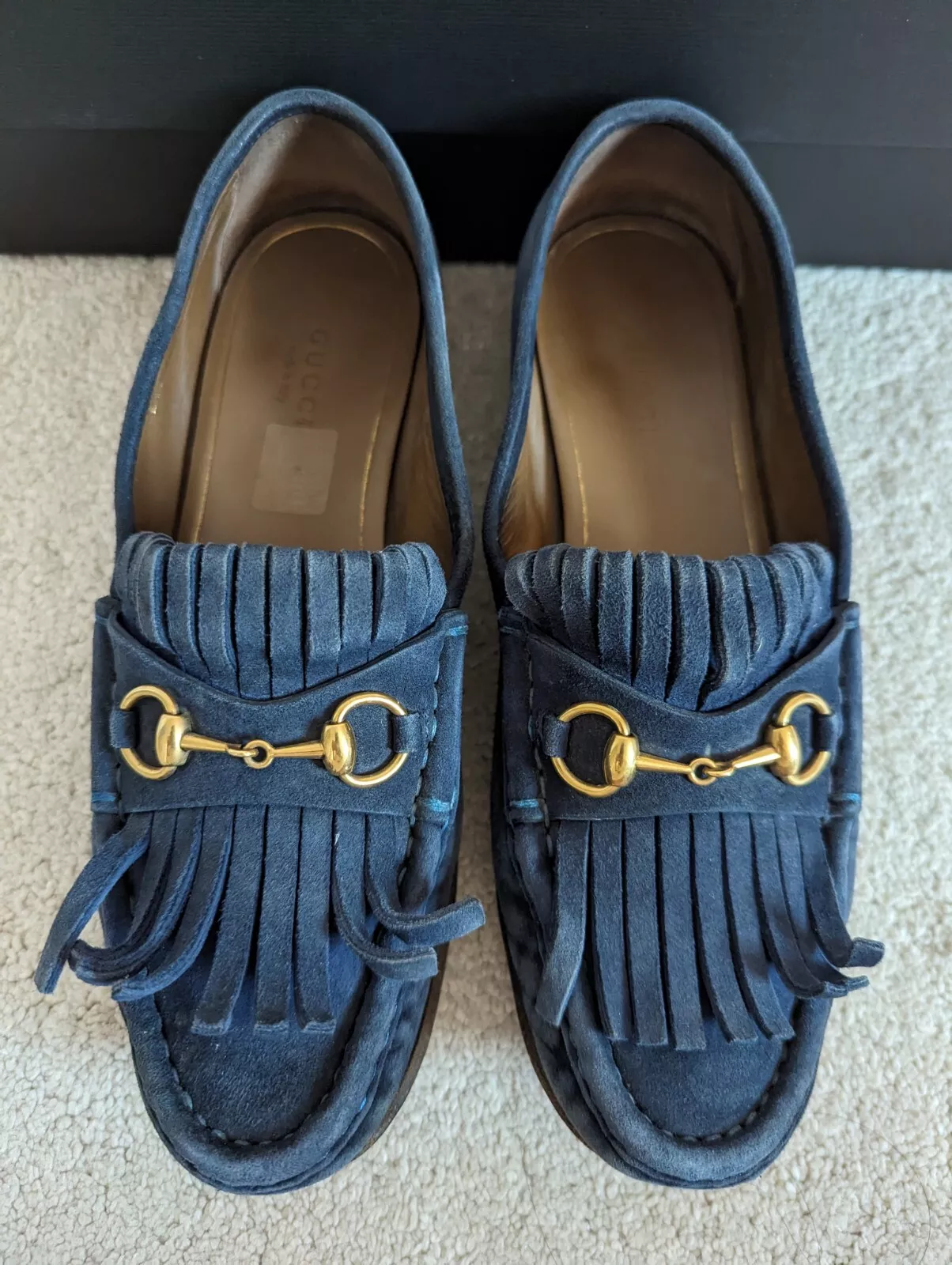 Mocassins mocassins à franges en daim bleu GUCCI chaussures Brixton mocassins UK 4 /EU 37