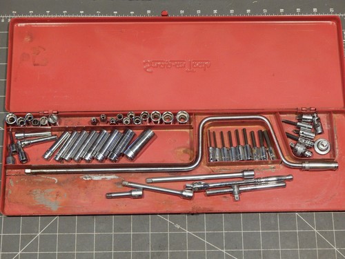 Snap On Tools 55Pc SAE 1/4 Drive General Service Set Socket Hex Metal Box Dr - Picture 2 of 6