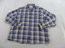 Normal Brand Shirt Mens 2XL XXL Blue Tan Buffalo Plaid Flannel Outdoor Cotton