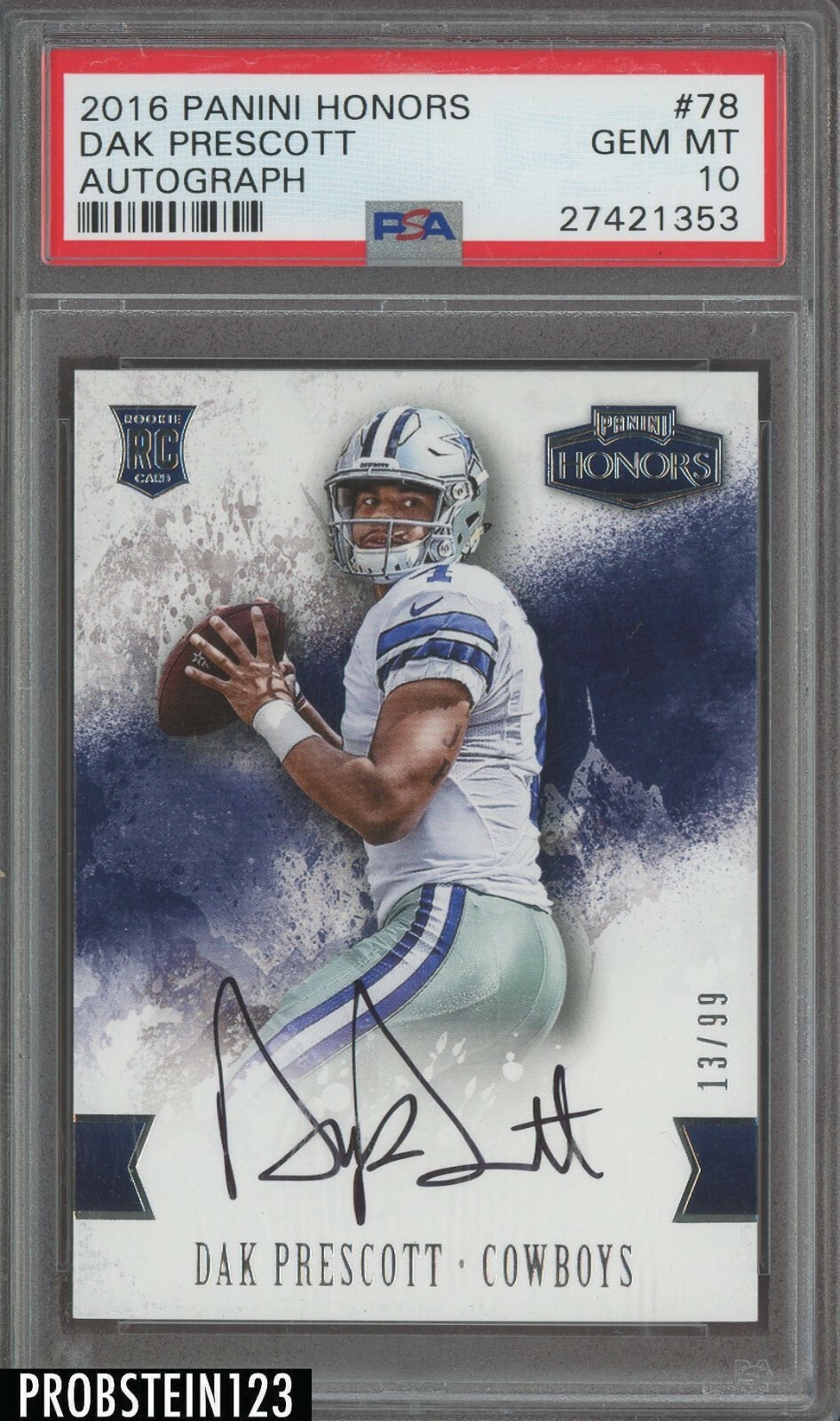 Dak Prescott Panini Honors #78 Autograph