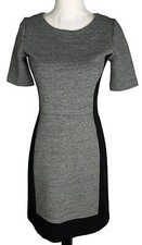 J Crew Women's Short Sleeve Crew Neck Sheath Dress Gray Black Size 2