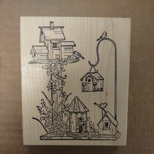 Northwoods Rubber Stamp BIRDHOUSES Ivy Birds Vintage 1995