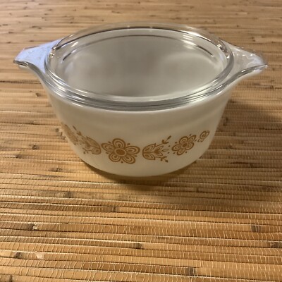 Vintage PYREX Gold Butterfly 474-B Casserole/Baking Dish