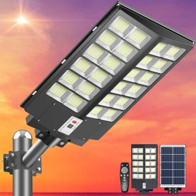 PFCTART 10000W Commercial Solar Street Light Dusk to Dawn Lamp for Parking Lot Road Yard