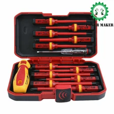 13pcs Electrician's Insulated Screwdriver and Mains Tester Set Magnetic Tips New