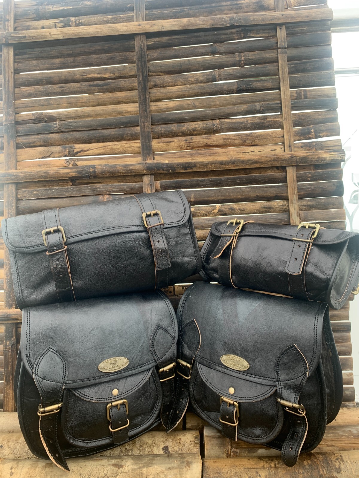 Sacs de selle de moto en cuir de chèvre sacoches cavalières universelles pour moto custom
