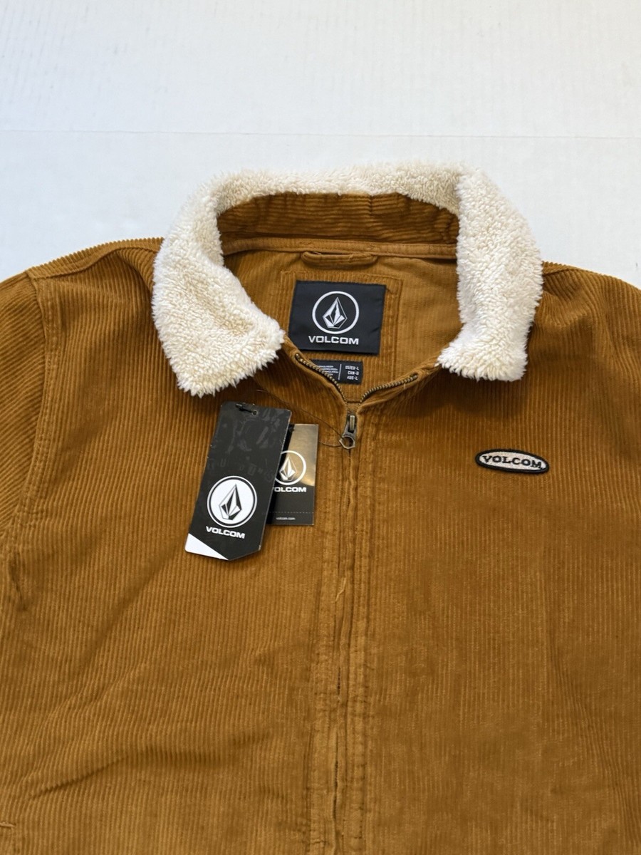Volcom Halecrest Jacket Corduroy Sherpa Collar Mens L Large Full