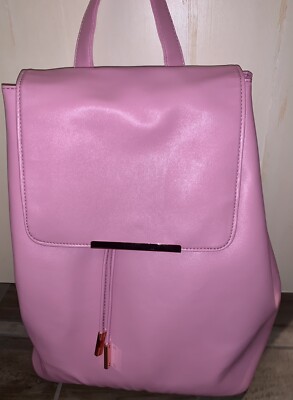 Pink Purple Drawstring BACKPACK BAG PURSE FAUX LEATHER  display picture 1