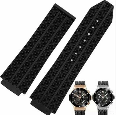 24mm Silicone Rubber Watch Strap Band Fits For Hublot Big Bang Tires Style Black - Photo 1/4
