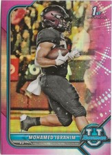 2022 Bowman University Chrome Mohamed Ibrahim Pink Refractor SP RC Detroit Lions