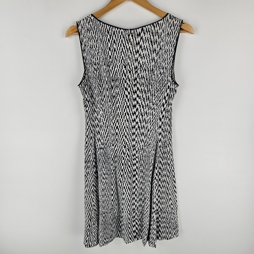 David Lawrence Dress Womens 10 A Line White Black Sleeveless V Neck Geometric - Picture 8 of 8