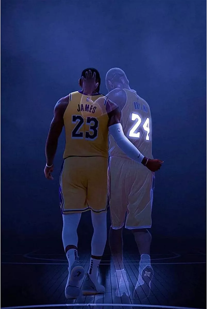 Kobe and Lebron Poster Basketball Room Decor Lakers Champion Tribute Kobe Canvas