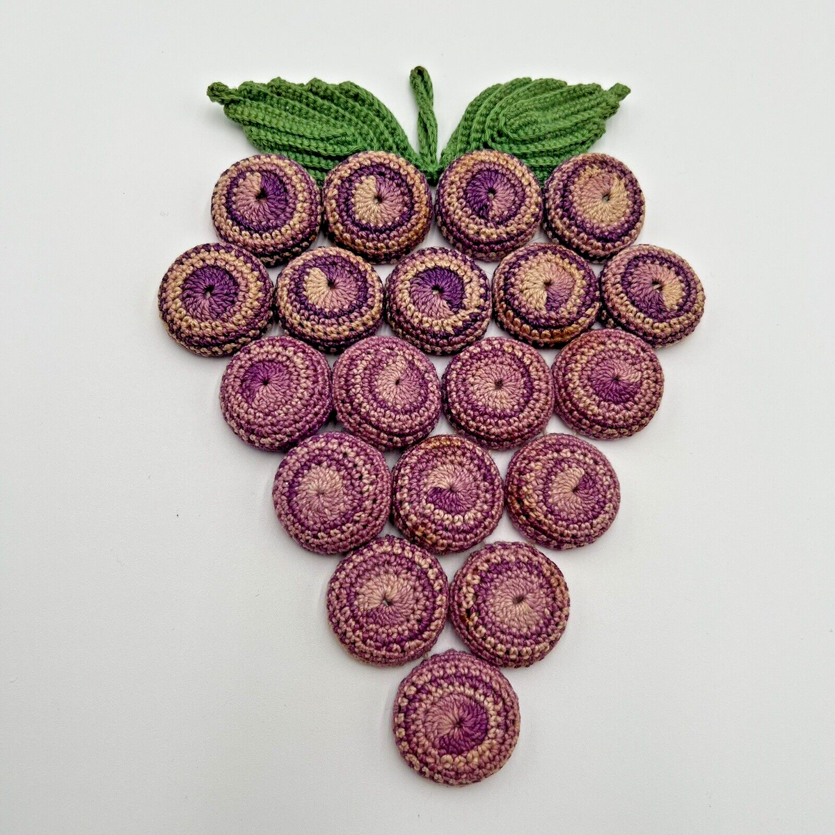 Vintage Purple Grape Cluster Hand Crocheted Bottle Cap Hot Pad