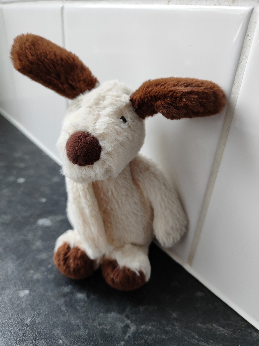 Jellycat rare Tiny baby Bashful Brown & Cream Mutt Puppy Dog pup