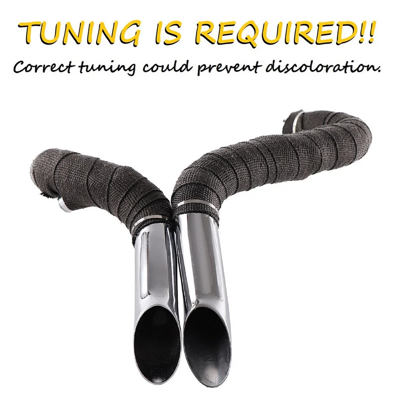 Tubos de escape O.D LAF de 2" con kits de brida para Harley Sportster envueltos en cromo Foto 3 de 4