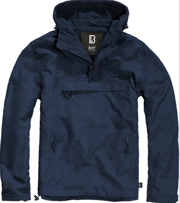 Brandit Windbreaker Hooded Jacket Anorak Mens Camping Outdoor Hunting Navy