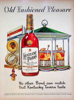 1951 Kentucky Tavern Bourbon Whiskey Vintage Print Ad Gazebo Tuba Cocktail Taste