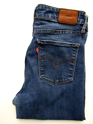 Levi's 721 High Rise Skinny Big E Damen Jeans W29 L32 mittelblau Stretch LEVF395