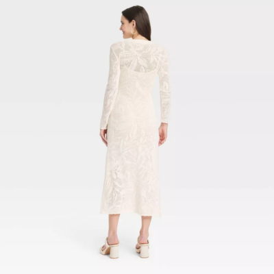 knee length dresses for ladies Rosetta Maxi Dress, in White Silky Crepe, Size: Small main image 1