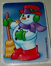 5 Ct. SNOWMAN rare Winter Christmas/Holiday 2 x 3" Party Favor Stickers