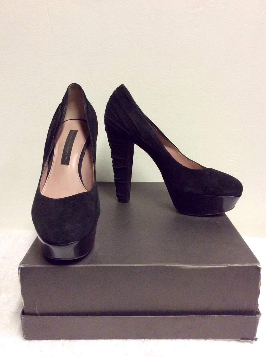 FRENCH CONNECTION BLACK SUEDE PLATFORM SOLE HEELS SIZE 5 38