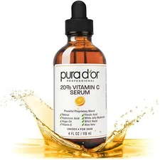PURA D'OR Dor 20% Vitamin C Serum Professional Strength Anti-Aging, 4 OZ