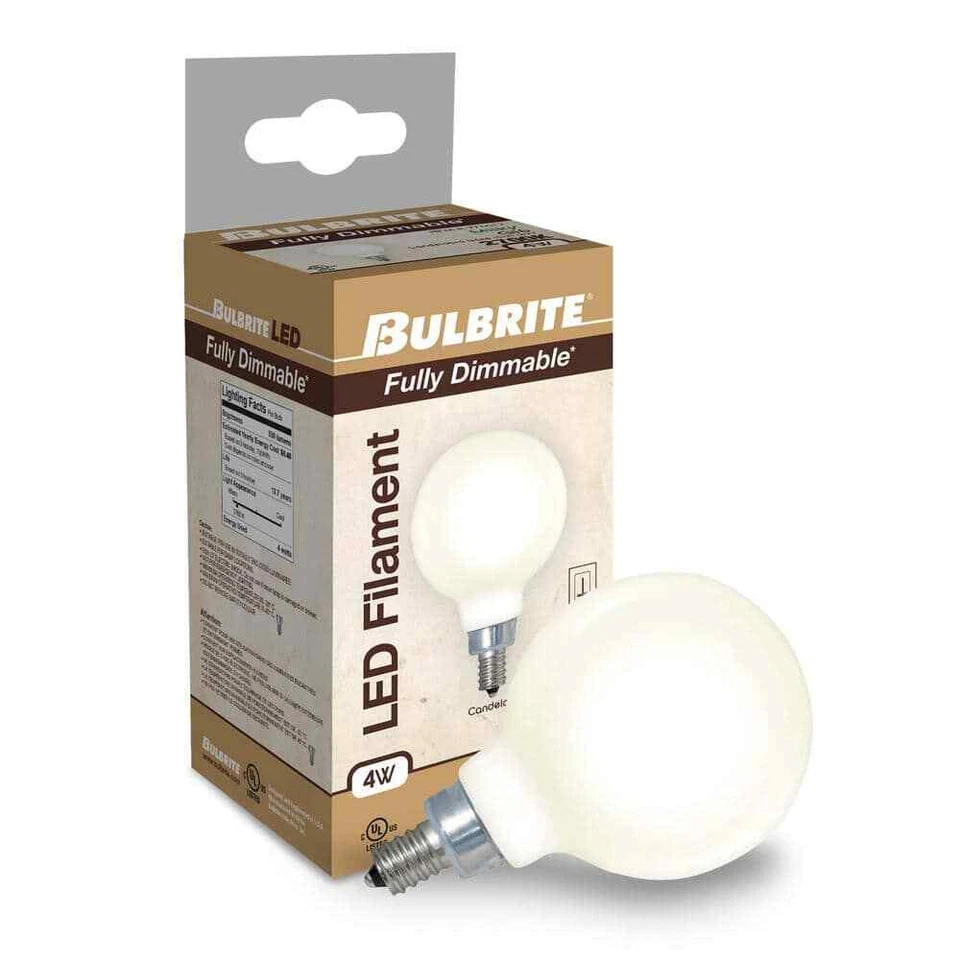 Bulbrite 40-Watt G16 Milky Dimmable (E12) Candelabra Screw Base Decorati(3-Pack) - Image 2 of 4