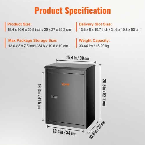 VEVOR Package Delivery Boxes for Outside 15.4" x 10.6" x 20.5" with Coded Lock - Picture 7 of 12