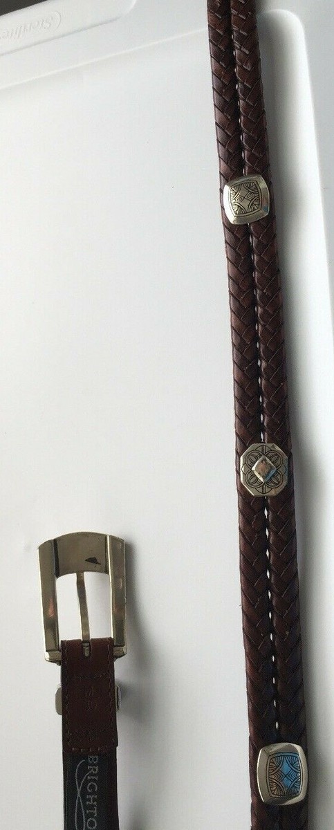 Brighton Brown 2 Row Braided Leather Belt M 30 Leather  display picture 3