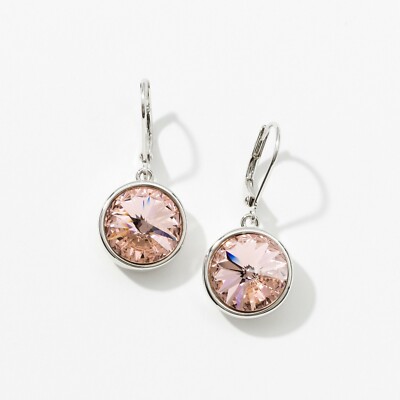 Touchstone Crystal VINTAGE ROSE LULU EARRINGS Swarovski Rose Crystal 1'' 1821E