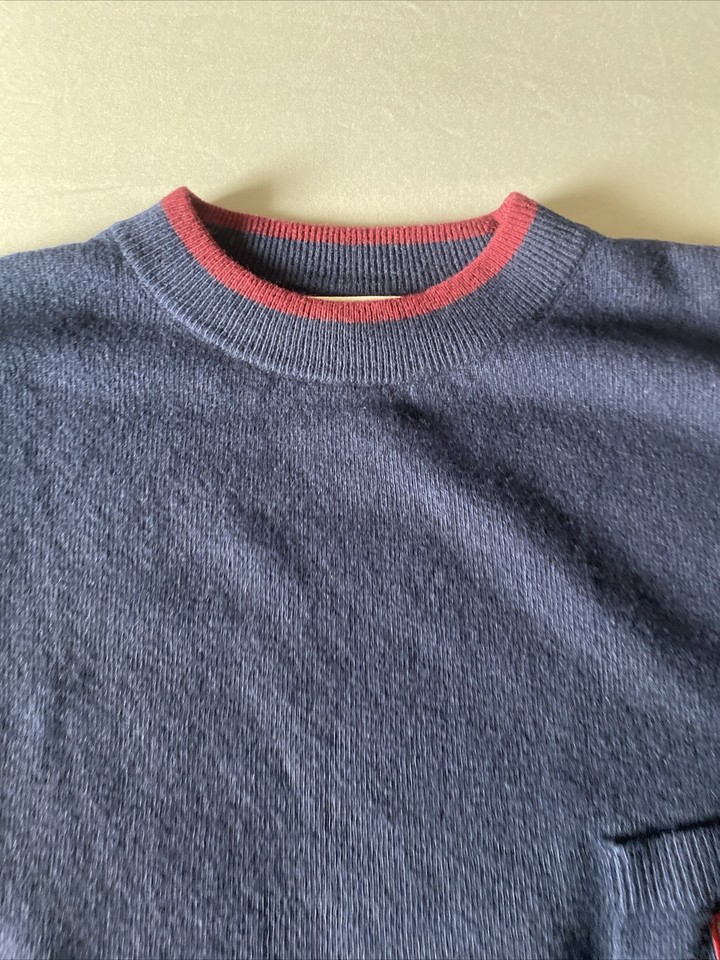 United Colors of Men’s Navy Wool Long Sleeve Pocket Sweater