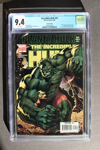 Incredible Hulk #92 first PLANET HULK 2006 2nd Scarcer HITCH VARIANT CGC NM 9.4