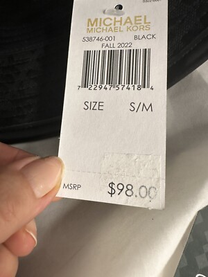 ハピ⁑ NWT MICHAEL KORS BUCKET HAT Black Golden LOGO S/M LEATHER TRIM