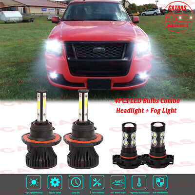 For Ford Explorer Sport Trac Adrenalin 08-10 6000K LED Headlight Fog Light Bulbs 