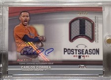 2022 topps series 1 Carlos Correa postseason performers auto- relic /25