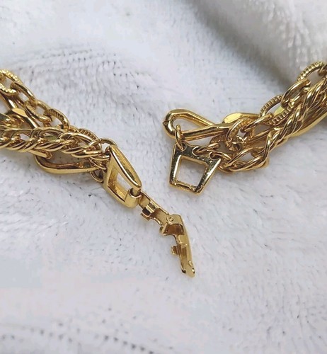 NAPIER Vintage Signed Triple Texture Chain Gold Tone Necklace w/ Openwork Beads! - Picture 8 of 14
