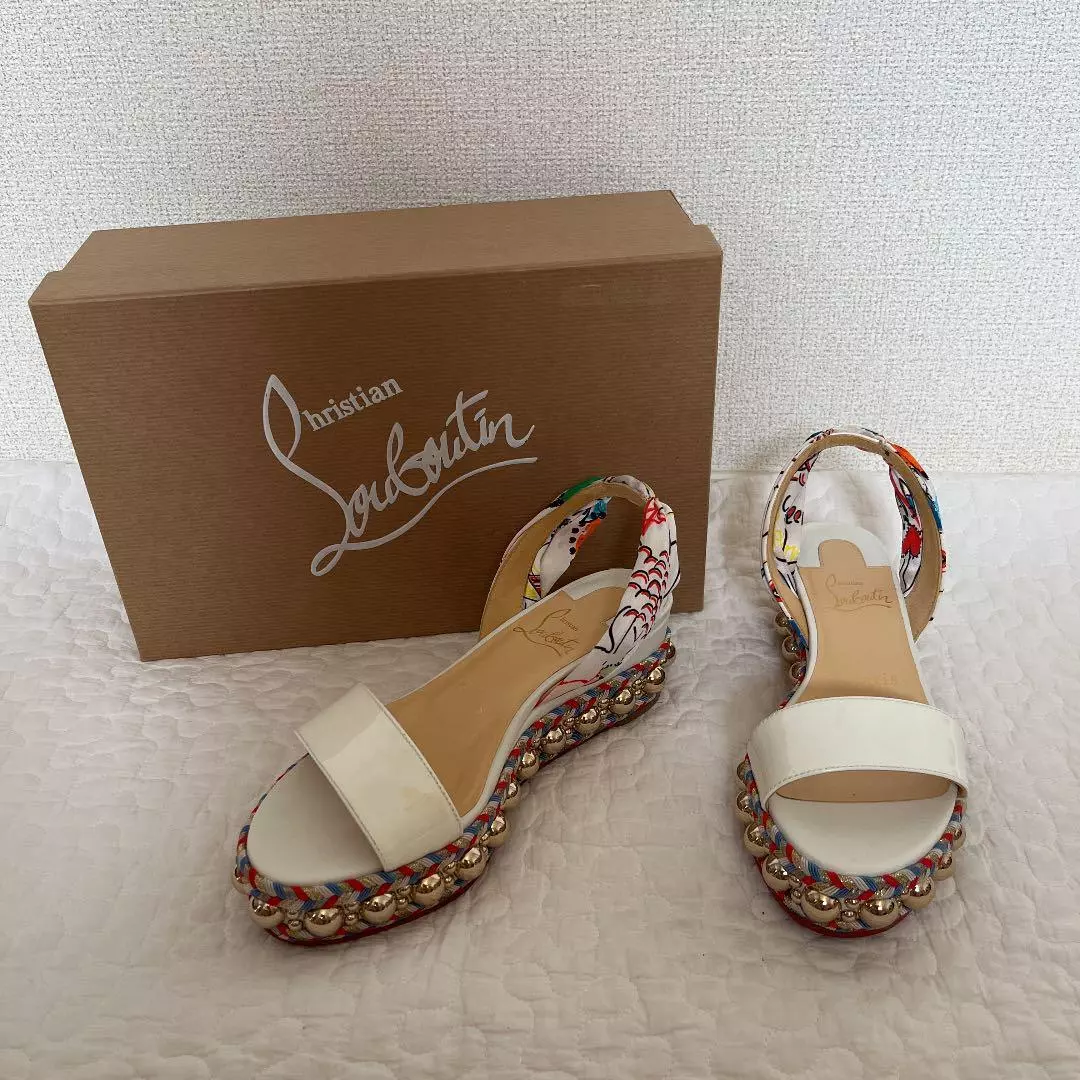 Christian Louboutin Platform Sandals 35 White Authentic Women Used from Japan