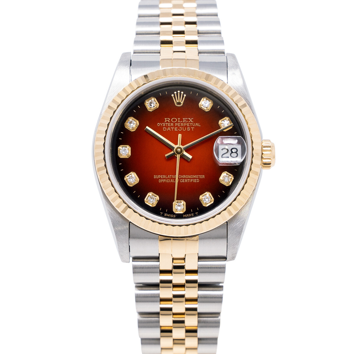 Rolex Datejust 31 Gold & Steel 68273 Red Vignette Diamond, Jubilee - Pre-owned