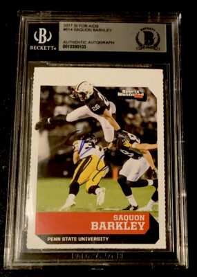 SAQUON BARKLEY ROOKIE AUTO RARE SPORTS ILLUSTRATED SI FOR KIDS BAS