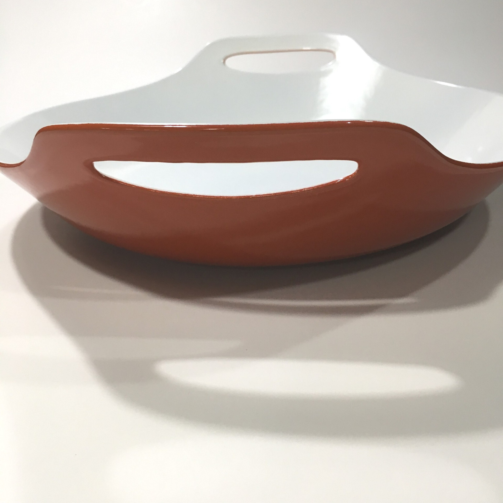 Vintage Copco Denmark Micheal Lax Orange Enamel Cast Iron Paella Pan