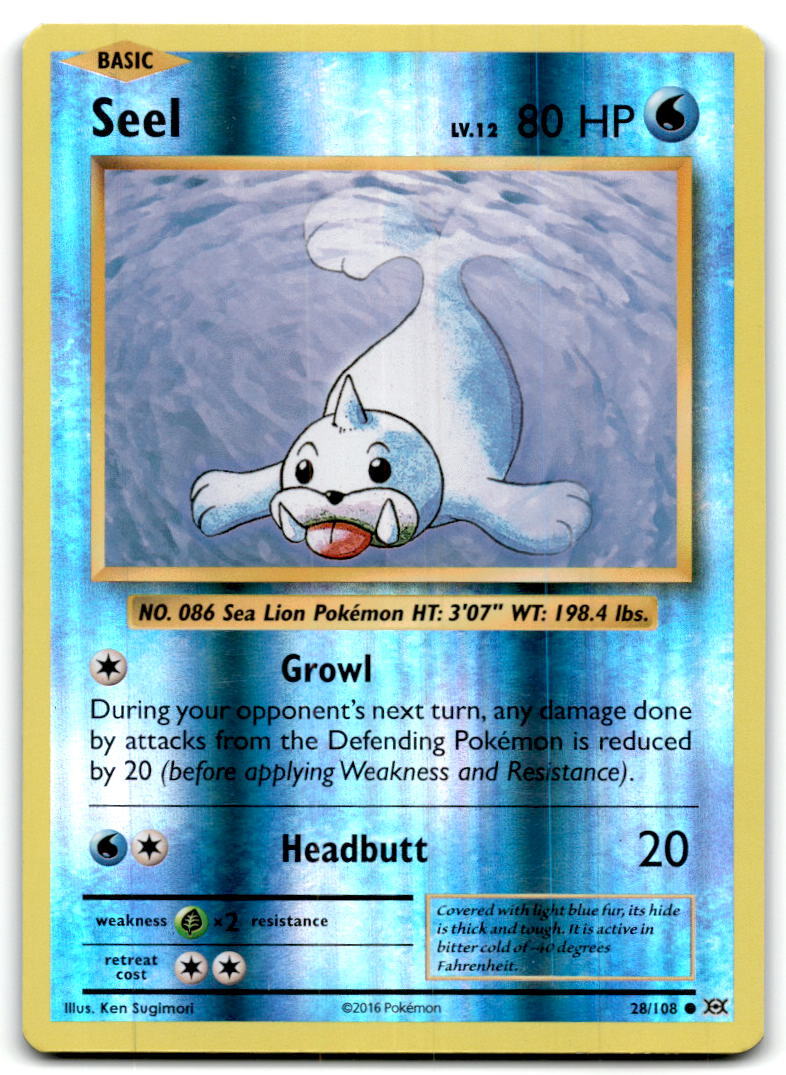 Pokemon XY Evolutions Reverse Holo Seel 28/108 Common Lightly played