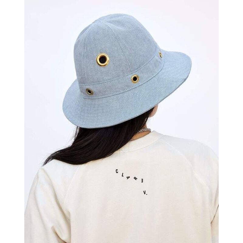 CLARE V Light Denim Bucket Hat XS Small Light Blue Herringbone Grommet Women NEW Clare V. Denim Baseball Hat - Adorn main image 2