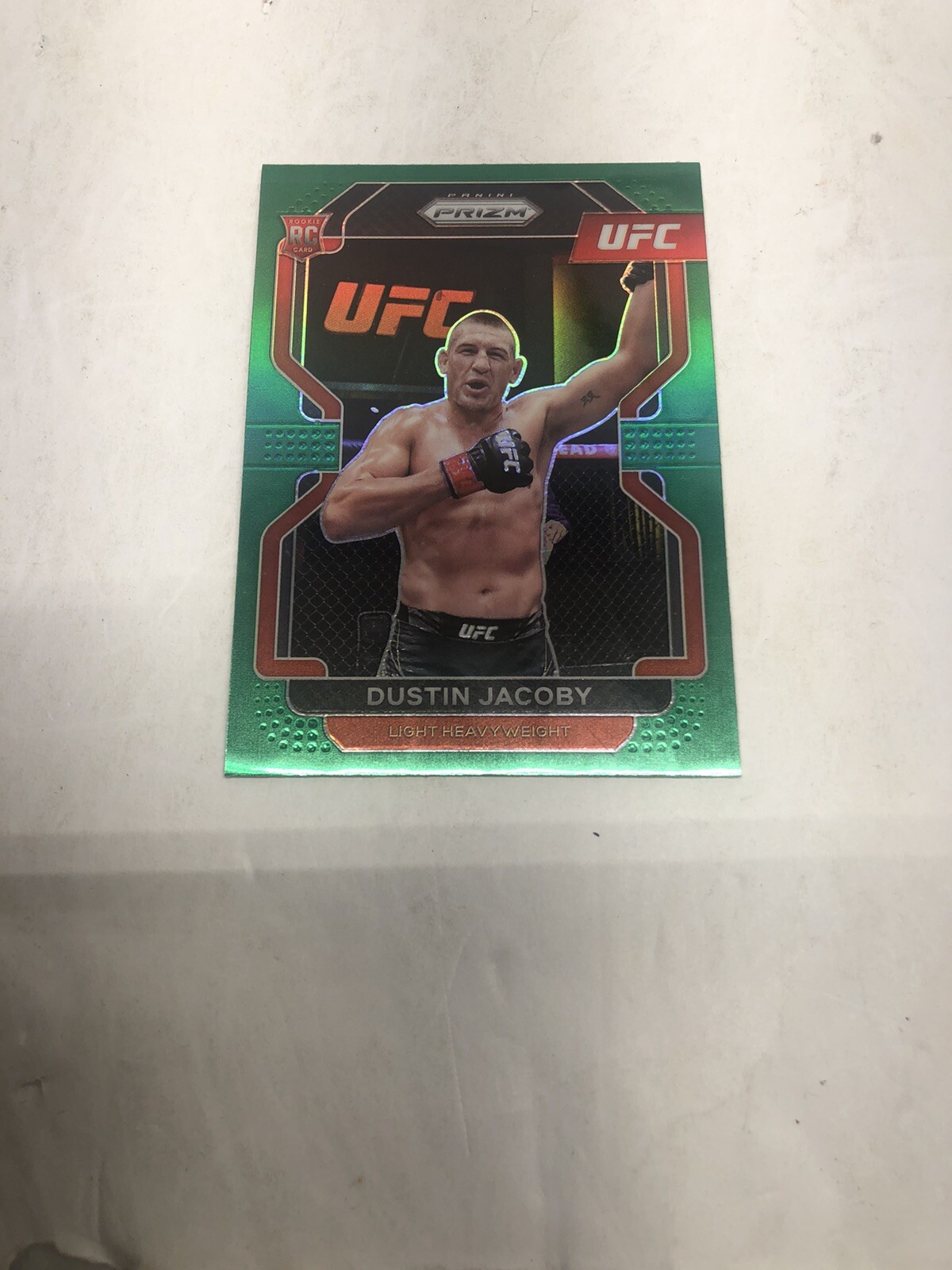 2022 Panini Prizm UFC Dustin Jacoby RC Rookie Green Prizm Clean Mint #123