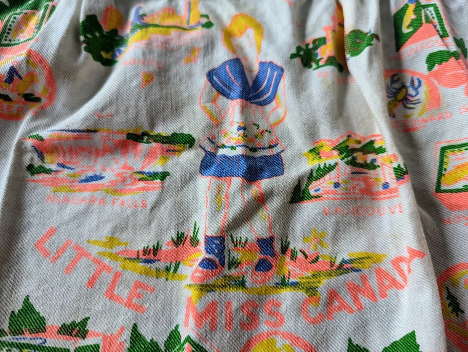 Little Miss Canada Vintage 1960s Girls Apron Canvas Sewn Bright Single Stitched - Image 3 of 4