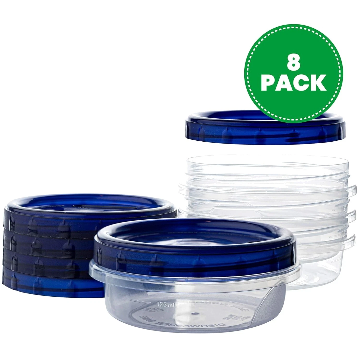 Clear Deli Containers with Blue Twist Lids
