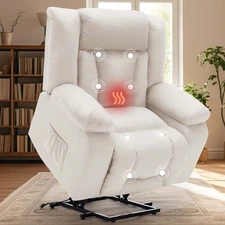 Oversized Dual Motor Power Lift Recliner Chair for Elderly, Waffle Fabric