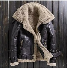 Mens RAF Aviator Fashion Double Collar Fur Ja...